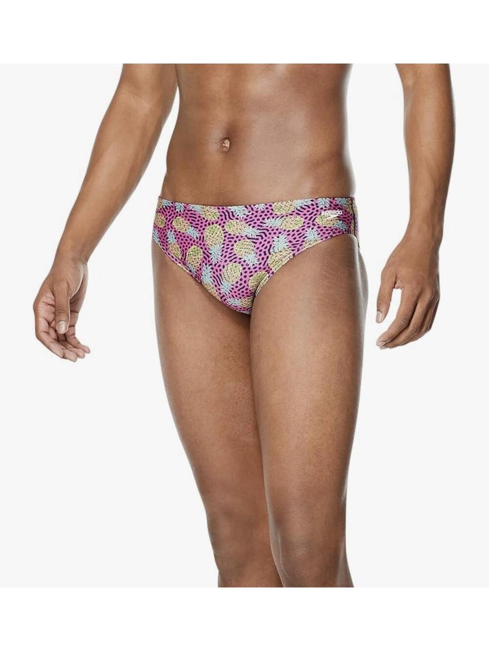 New Men's Speedo Pineapple Party Brief Blue Size 30 Swimsuit Swim Briefs
